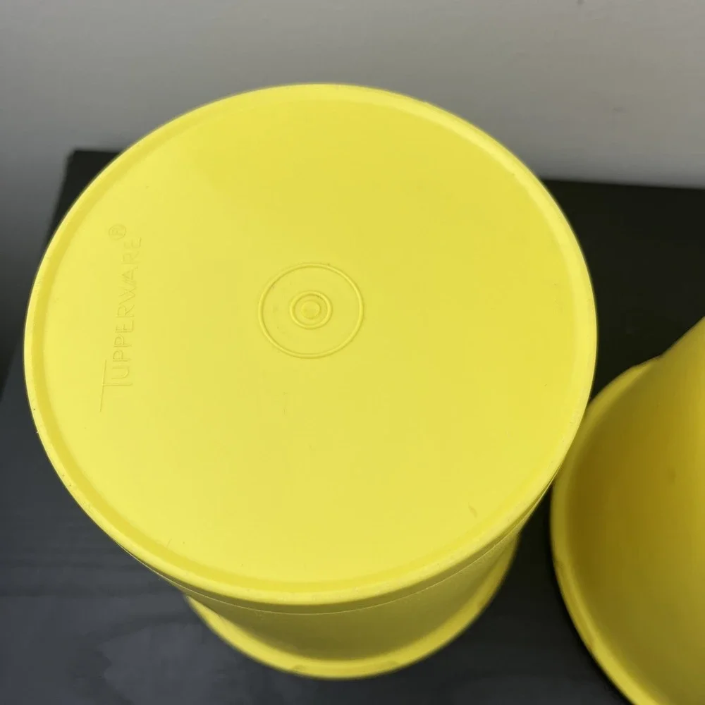 Vintage Tupperware Yellow Servalier Nesting Canister Set of 2 Storage Bowls